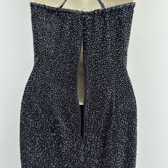 Cache Women’s Vintage Y2K 90s All Over Beaded Criss Criss Back Fitted Mini Dress - Picture 8 of 16